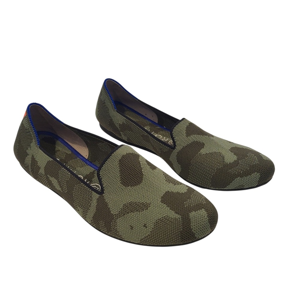 Rothys The Loafer Olive Camo Green Brown Knit Slip On Flats Womens Size 9 - Picture 2 of 6